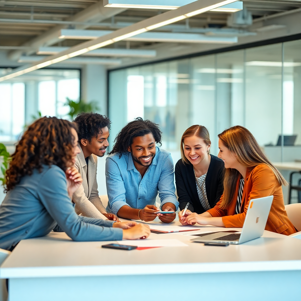 Team collaboration in modern office